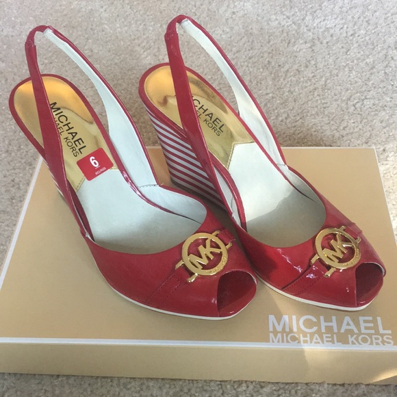 MICHAEL Michael Kors Shoes - NWT Michael Kors Rochelle Slingback Peeptoe Wedges